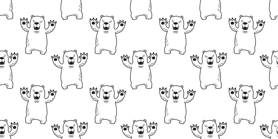 Bear seamless Polar bear vector pattern angry Illustrazione stock