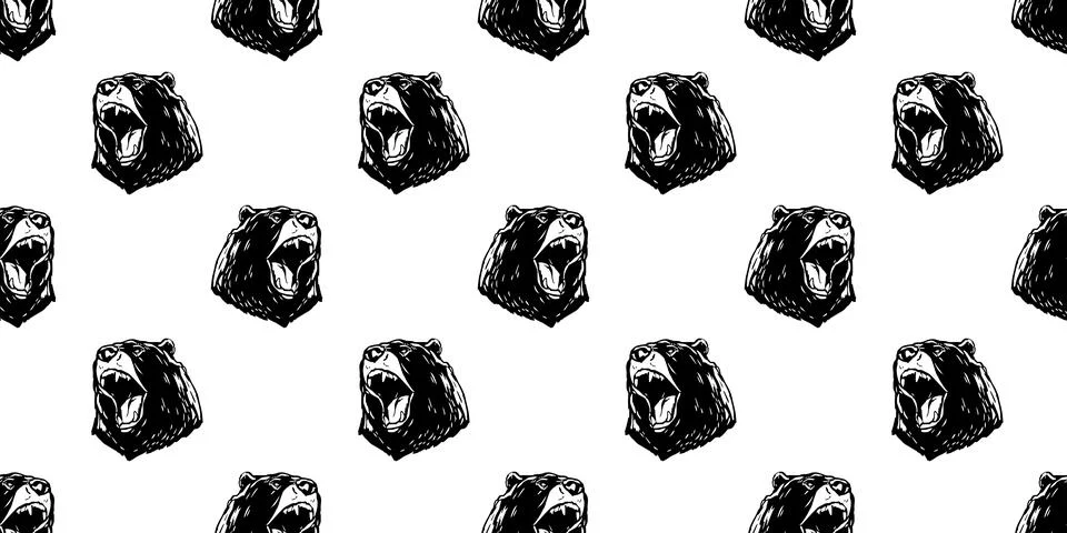 Bear seamless Polar Bear vector pattern angry scream Illustrazione stock