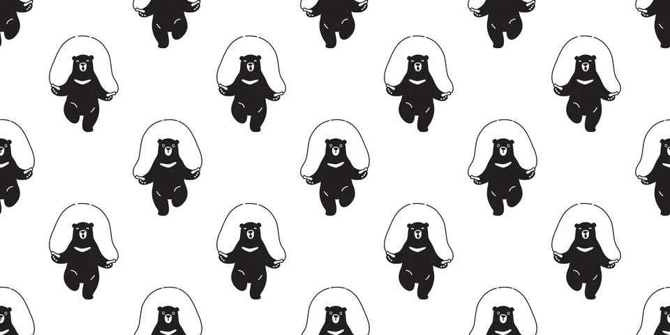 Bear Seamless Polar bear Vector Pattern skipping rope panda isolated 스톡 일러스트