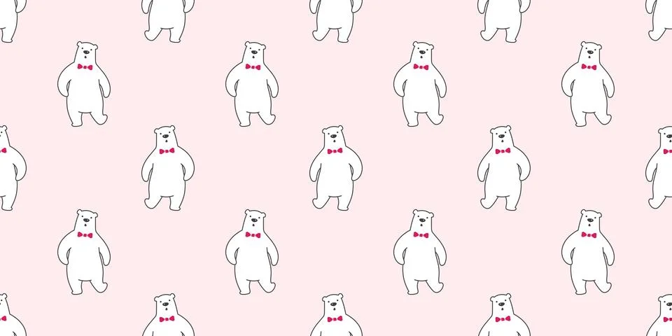 Bear seamless polar bear vector pattern isolated bow tie wallpaper background Stockillustratie