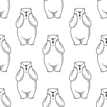 Bear seamless vector polar bear pattern wallpaper isolated background Illustrazione stock