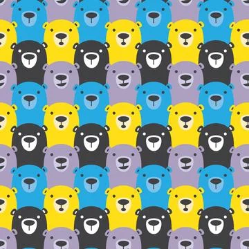 Bear Seamless vector polar bear Pattern repeat wallpaper tile background Stock Illustration