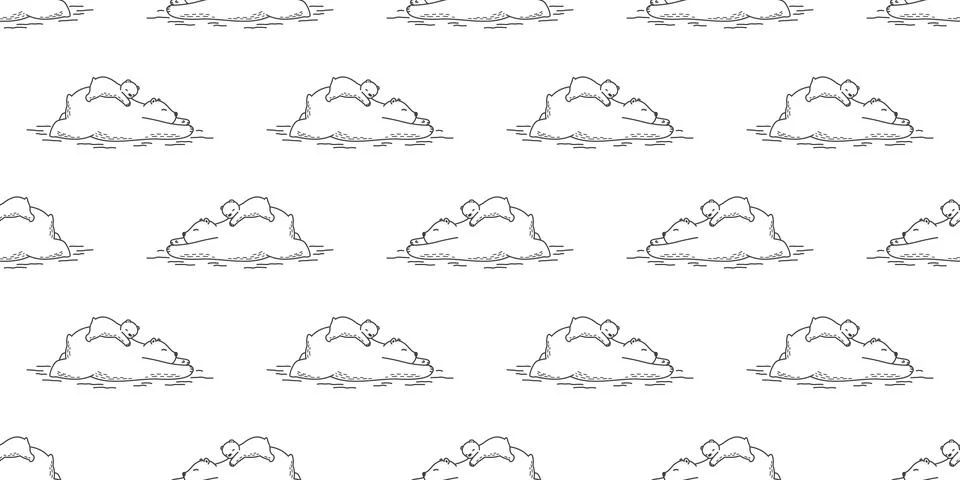 Bear Seamless vector Polar bear Pattern dad son sleep isolated doodle Stock Illustration