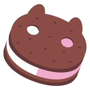 Bear shaped chocolate donut. Vector Stock Illustration
