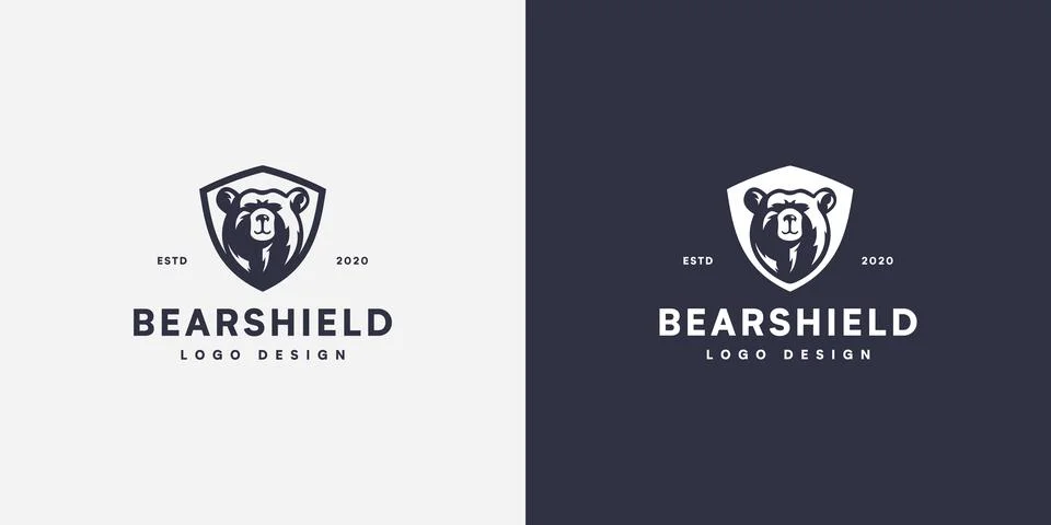 Bear shield head logo vector Stock Illustration