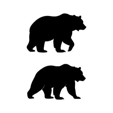 Bear Silhouette Vector Illustration Bundle Isolated on White Background Stock-Illustration