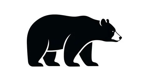 Bear silhouette vector illustration in clean minimalist flat style walking .. 库存插图