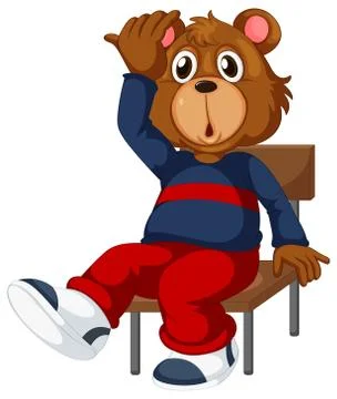 A bear sitting on a chair イラスト素材