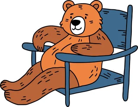 A bear is sitting in a chair Stock Illustration