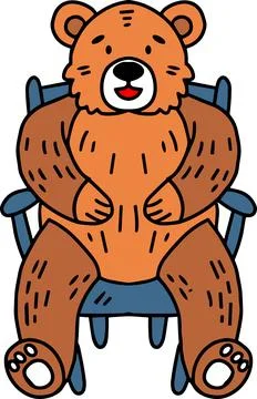 A bear is sitting in a chair Stock Illustration