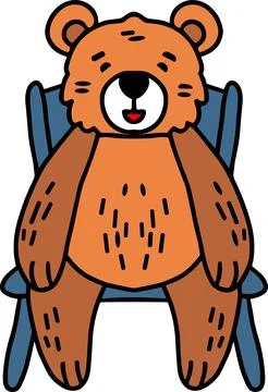 A bear is sitting in a chair Stock Illustration