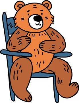 A bear is sitting in a chair Stock Illustration