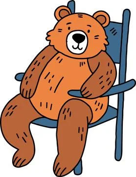 A bear is sitting in a chair Stock Illustration