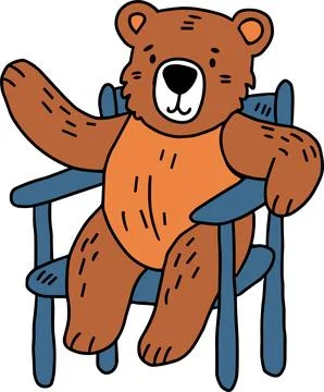 A bear is sitting in a chair Stock Illustration