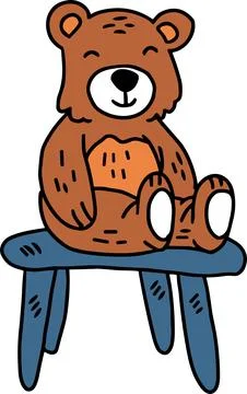 A bear is sitting in a chair Stock Illustration