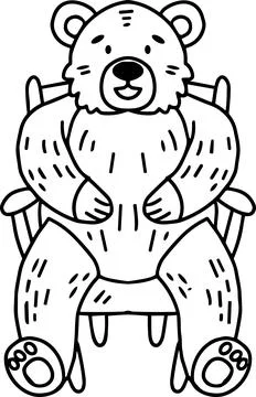 A bear is sitting in a chair Stock Illustration