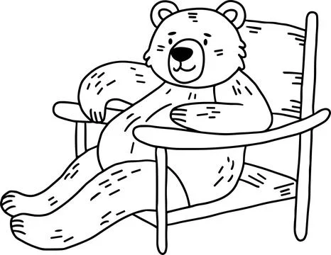 A bear is sitting in a chair Stock Illustration