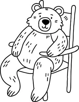 A bear is sitting in a chair Stock Illustration