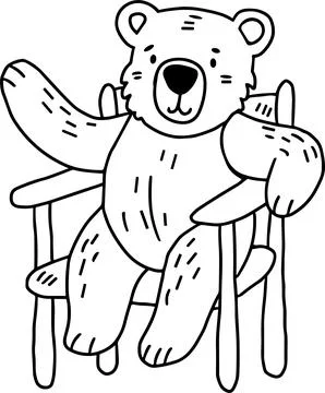 A bear is sitting in a chair Stock Illustration