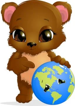 Bear sitting crying Stock Illustration