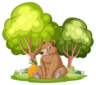 Bear Sitting in a Forest Stockillustratie