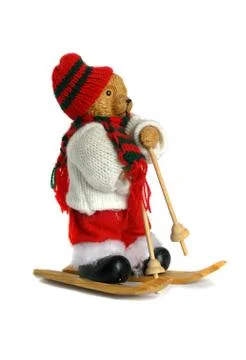 Bear skiing isolated Stock Photos