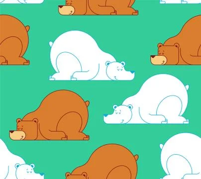 Bear sleep pattern seamless. Arctic bear Wild beast sleep background. Vector  Stockillustratie