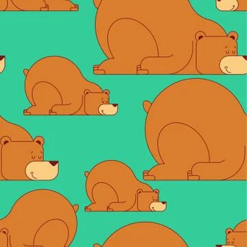 Bear sleep pattern seamless. Wild beast sleep background. Vector illustration Stockillustratie