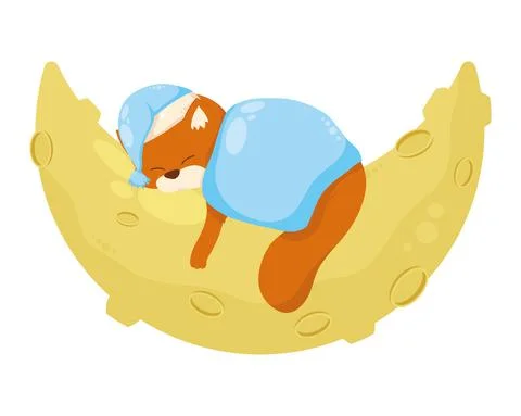 Bear sleeping in moon Stock Illustration