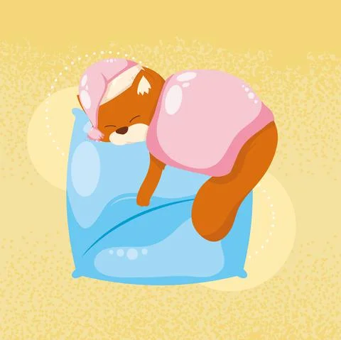 Bear sleeping in pillow Stock Illustration