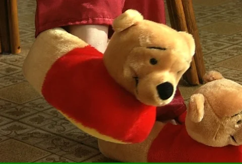 Bear Slipper Rocking Side View Video stock 97202185