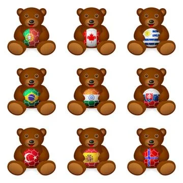 Bear soccer ball flag Stock Illustration