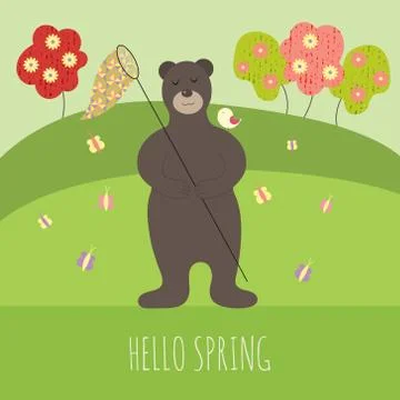 Bear in spring Stock Illustration