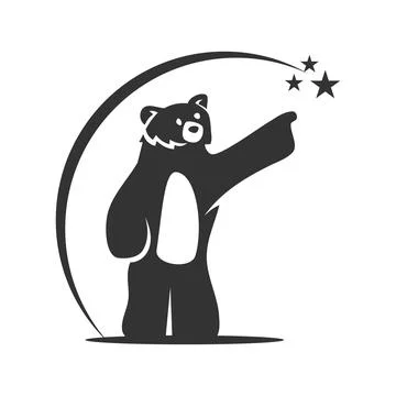 Bear standing pointing star Icon Illustration Brand Identity Illustrazione stock