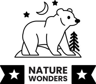 A bear is standing on a snowy surface with a moon in the background in the .. Ilustração Stock