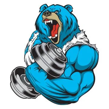 Bear Strong Dumbbell Gym Vector Stock Illustration