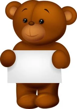 Bear stuff cartoon holding blank paper Stock Illustration