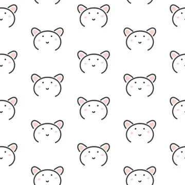 Bear stylized line fun seamless pattern for kids and babies Illustrazione stock