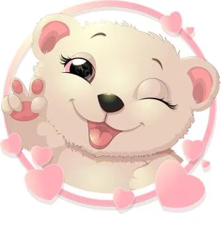 Bear surrounded by hearts Stock Illustration