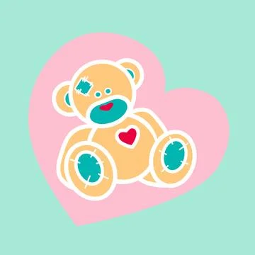 Bear tedy heart Stock Illustration