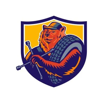 Bear Tireman Crest Stock Illustration