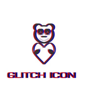 Bear Toy With Heart icon flat. Stock Illustration