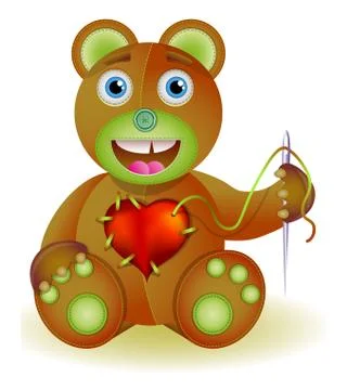 Bear toy with heart. Stock Illustration