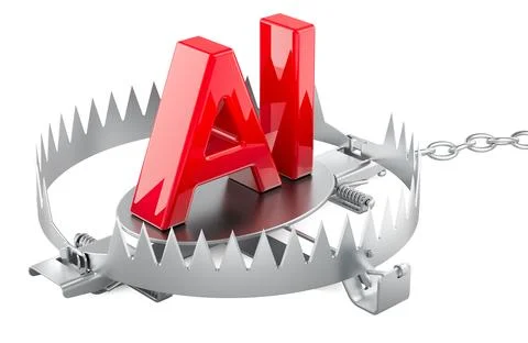 Bear Trap with AI symbol. 3D rendering Stockillustratie