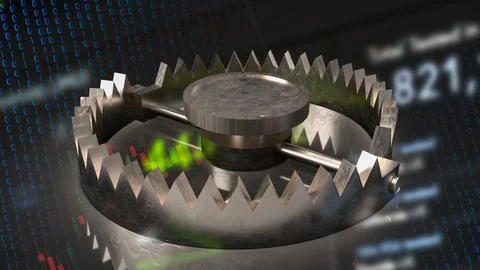 The bear trap on business background 3d rendering Stock Illustration