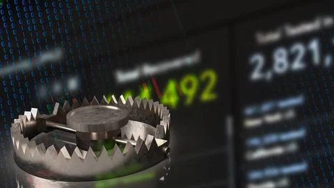 The bear trap on business background 3d rendering Stock Illustration