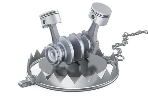 Bear Trap with engine pistons, 3D rendering Stock Illustration