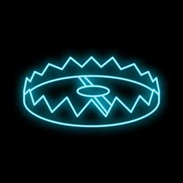 Bear trap glowing neon blue line icon Stock Illustration