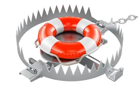 Bear trap with lifebelt inside, 3D rendering Stock Illustration