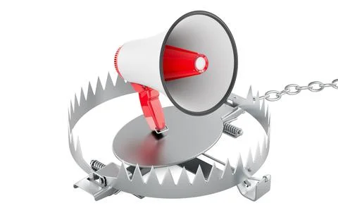 Bear Trap with Megaphone, 3D rendering Stock Illustration